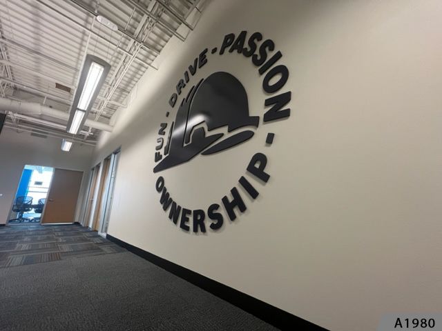 Large 3D Acrylic Logo and Letters flash-mounted Hallway Signage 