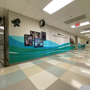 Digitally printed vinyl graphics and 3-Dimensional Lettering as hall way decoration for NSSEO, Northwest Suburban Special Education Organization in Mt. Prospect, IL