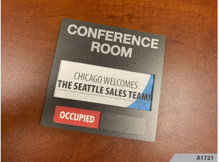 ADA signs with windows for paper inserts