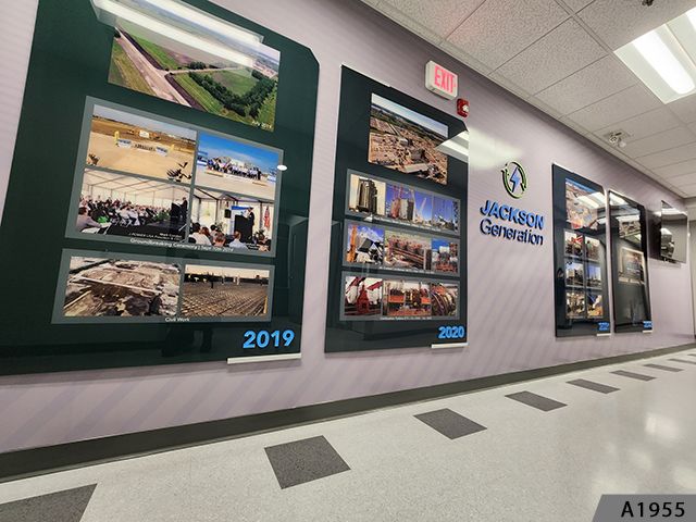 Layered Acrylic panels, backprinted graphics, blind-mount or hidden hardware installation to give it this real nice looking floating appearance