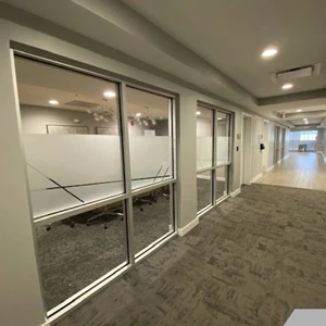 Dusted Glass Vinyl with decorative pattern as privacy film for conference rooms