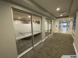 Dusted Glass Vinyl with decorative pattern as privacy film for conference rooms| Hospitality & Lodging | Cook County Illinois | Vinyl