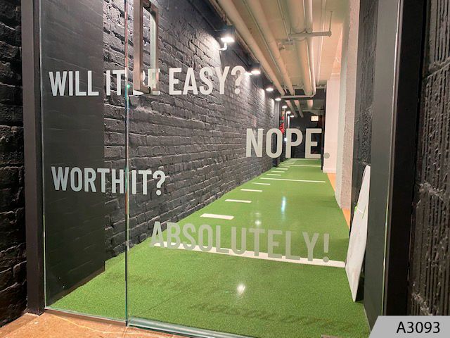 Prevent accidents by placing etched glass vinyl distraction film on clear glass areas, while displaying a custom message.