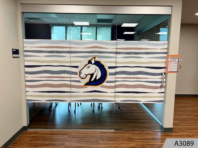 Block out vinyl graphics perfect for privacy during conference room meetings.