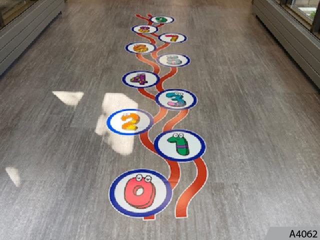 Floor graphics are a fun way to learn your ABCs and 1, 2, 3s.