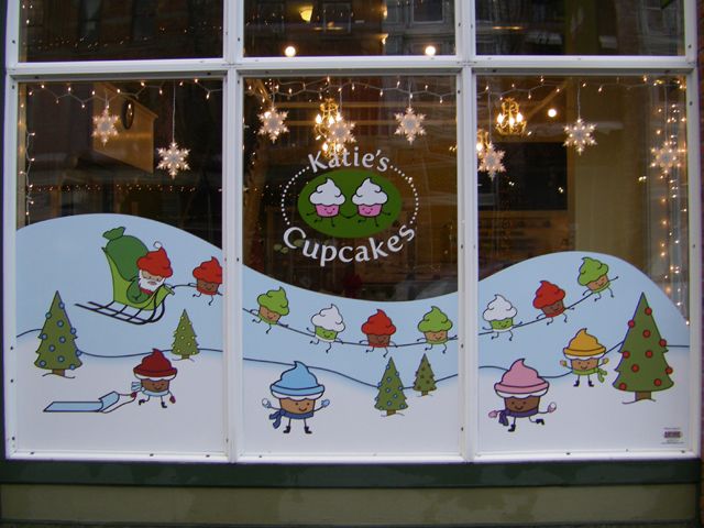 Katie's Cupcakes Holiday window cling