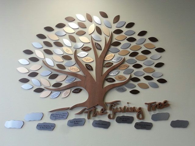 Custom Fabricated Wooden Tree with Raised Leaves & Stones