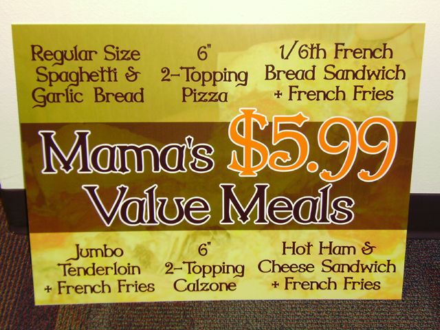 Interior Restaurant Specials Sign