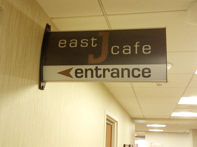 Wayfinding 2-sided Directional Sign for Hospital Cafe Entrance