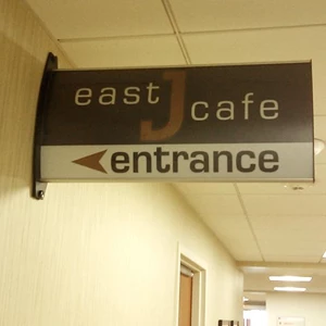 Wayfinding 2-sided Directional Sign for Hospital Cafe Entrance