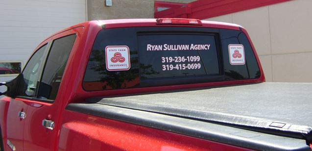 Rear Truck Window Vinyl Lettering + Logo Decal