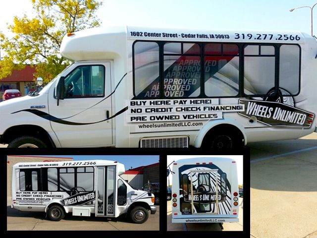 Partial Wrap with perforated window decal and vinyl lettering