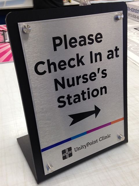 Brushed DiBond layered PVC Easel sign