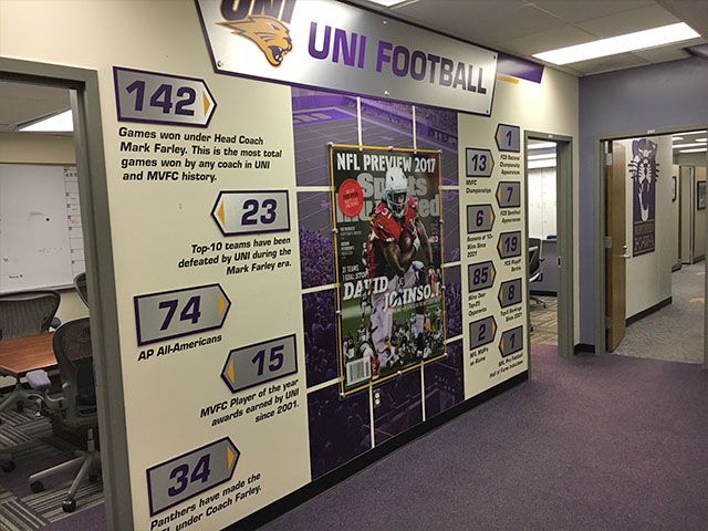 Custom Wall Display for UNI Football Office