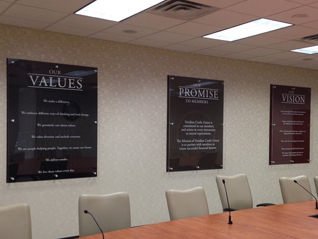 Custom Stand-Off mounted PVC and Acrylic Signs