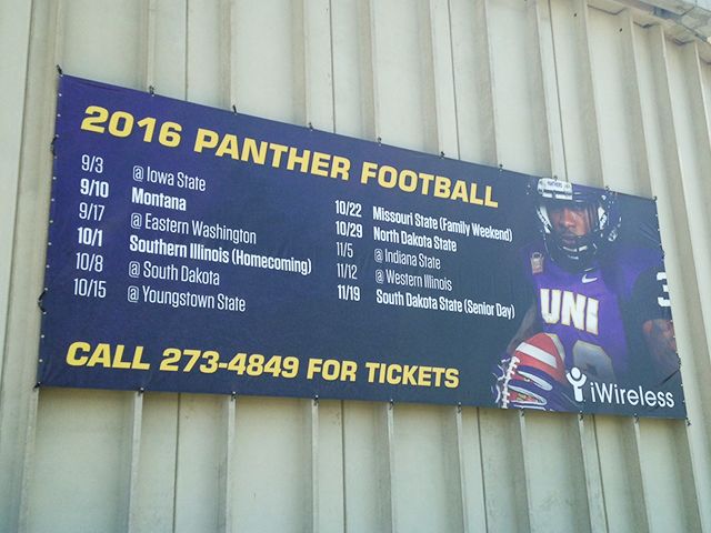 Custom Banner Hung on the UNI Dome