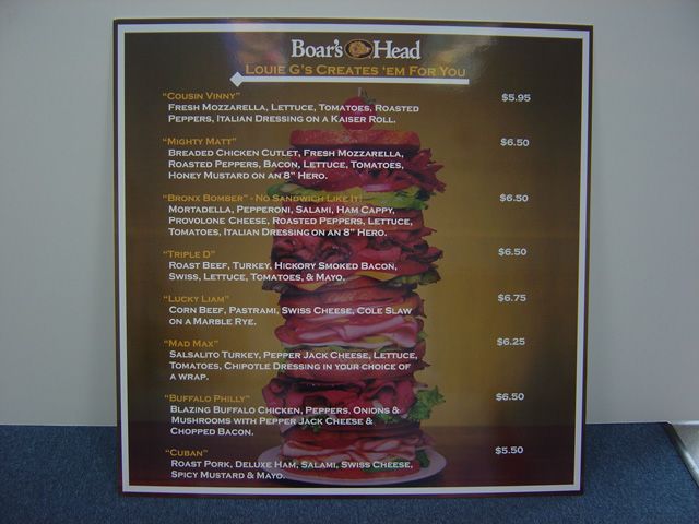 Jet Provisions Boar's Head Menu Board 2