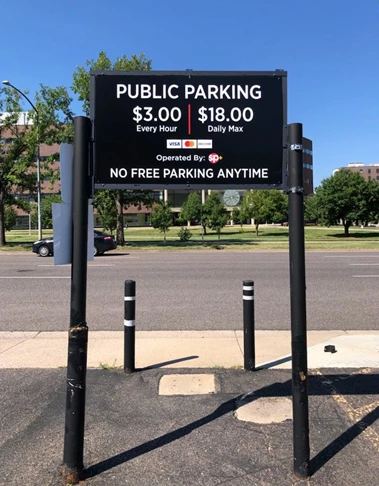 Public parking post & panel Sign