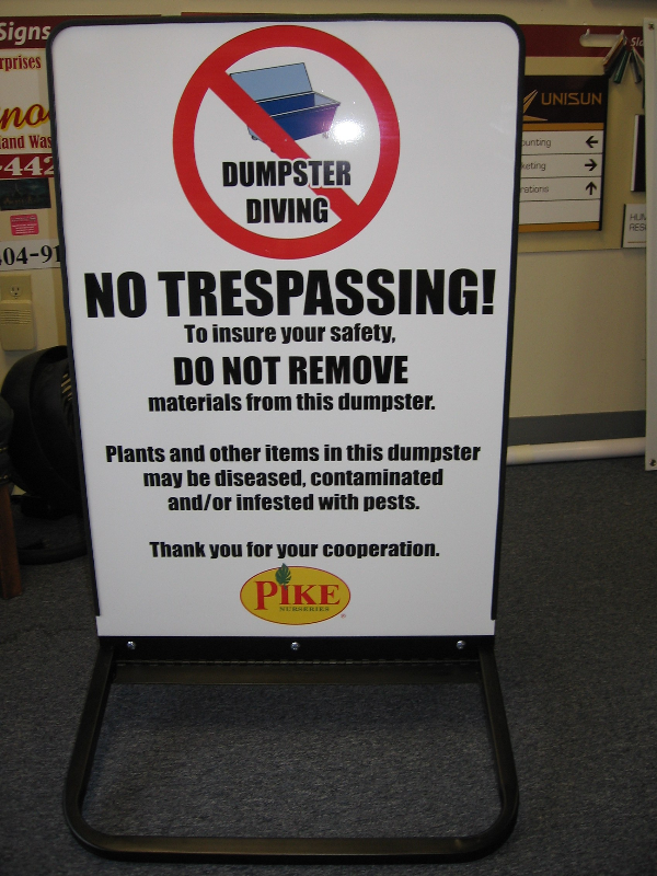 Outdoor Free Standing Aluminum Sign on Swing Frame