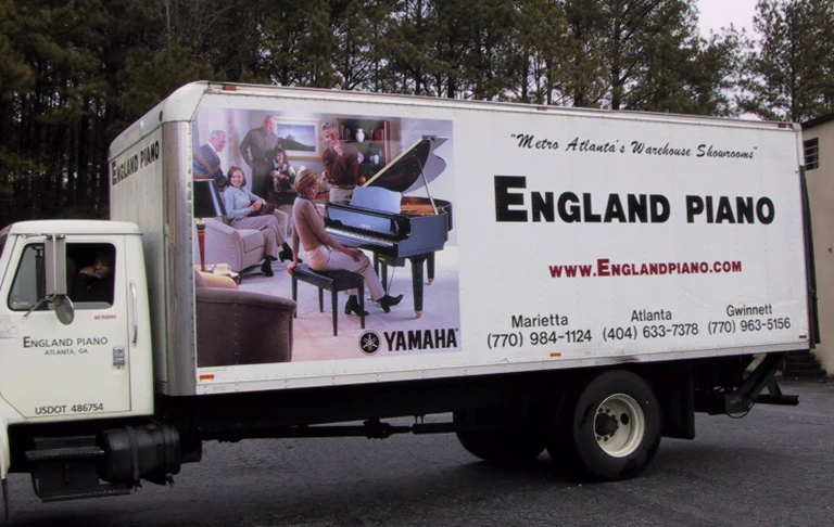 England Piano Truck Lettering with Full Color Digital Image