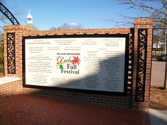 Duluth Fall Festival Donor Recognition Sign