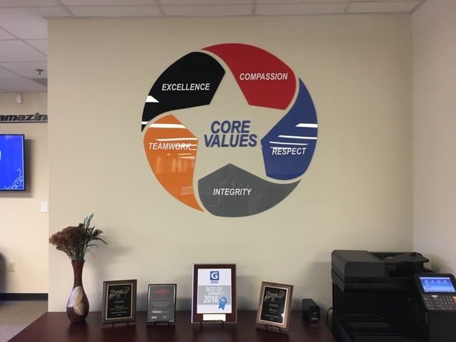 Lobby Motivational Acrylic Circle with Digital Graphics