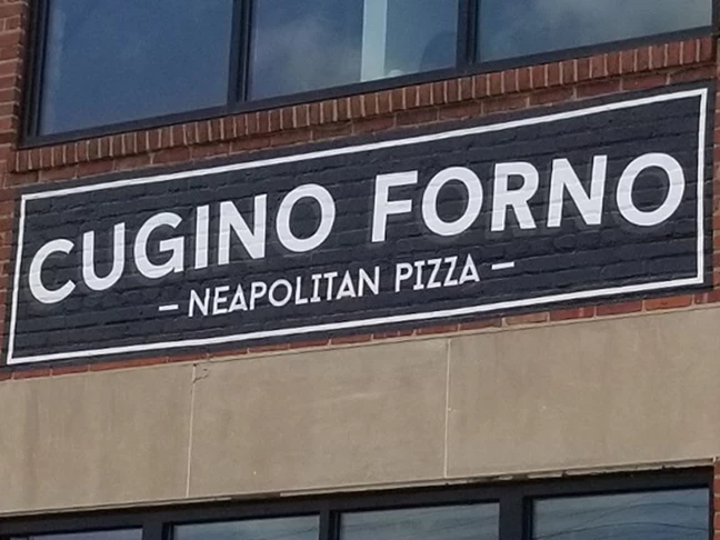 Vinyl Graphics Applied Directly to Brick for Cugino Forno