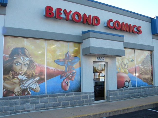 Perforated Vinyl Window Graphics for Beyond Comics