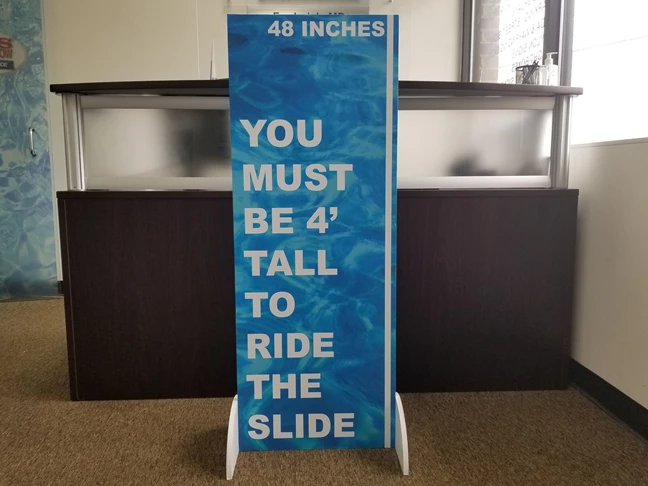 Custom MDO Pool Deck Height Sign for Villages of Urbana