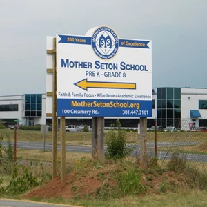 Custom Shape MDO Sign for Mother Seton School