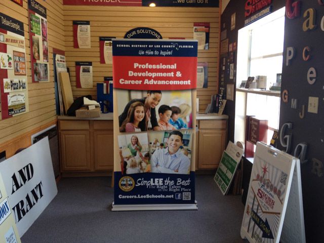 Lee County School District retractable banner stand
