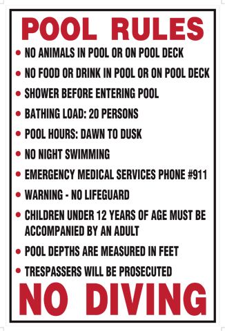 Pool Rules sign
