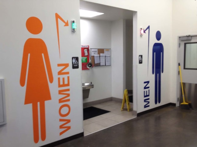 Custom Restroom Cut Vinyl Wall Graphics and Lettering