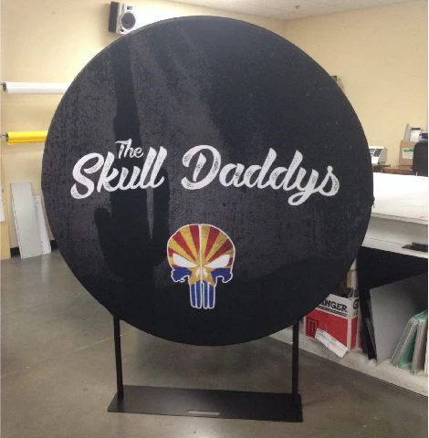 Fabric Banner w/ Round Frame Stand for Backdrop Peoria